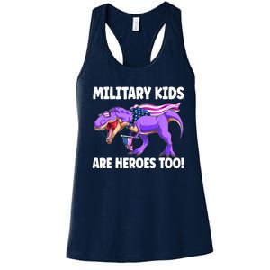 Military Are Heroes Too! Purple Up Military Child Month Women's Racerback Tank