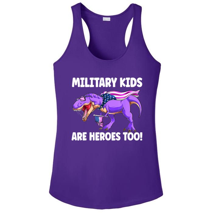 Military Are Heroes Too! Purple Up Military Child Month Ladies PosiCharge Competitor Racerback Tank