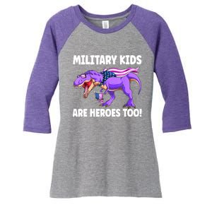 Military Are Heroes Too! Purple Up Military Child Month Women's Tri-Blend 3/4-Sleeve Raglan Shirt