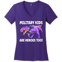 Military Are Heroes Too! Purple Up Military Child Month Women's V-Neck T-Shirt