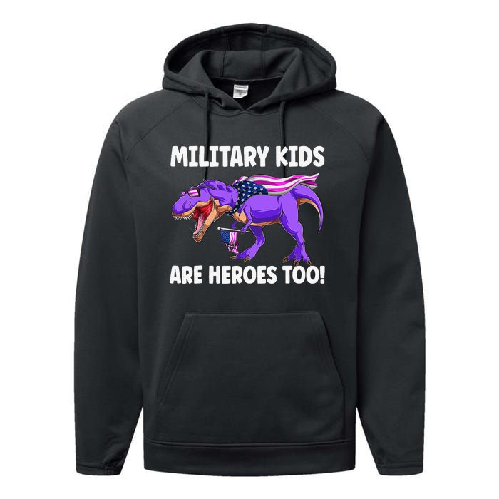 Military Are Heroes Too! Purple Up Military Child Month Performance Fleece Hoodie