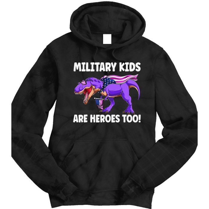 Military Are Heroes Too! Purple Up Military Child Month Tie Dye Hoodie