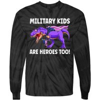 Military Are Heroes Too! Purple Up Military Child Month Tie-Dye Long Sleeve Shirt