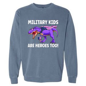 Military Are Heroes Too! Purple Up Military Child Month Garment-Dyed Sweatshirt