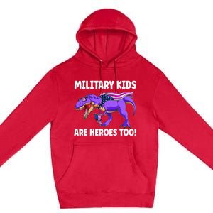 Military Are Heroes Too! Purple Up Military Child Month Premium Pullover Hoodie