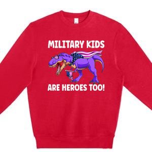 Military Are Heroes Too! Purple Up Military Child Month Premium Crewneck Sweatshirt