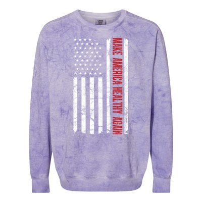 Make America Healthy Again Usa Vintage American Flag Colorblast Crewneck Sweatshirt