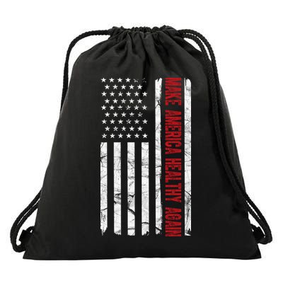 Make America Healthy Again Usa Vintage American Flag Drawstring Bag