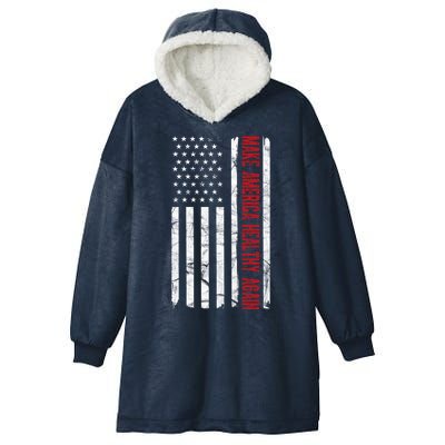 Make America Healthy Again Usa Vintage American Flag Hooded Wearable Blanket