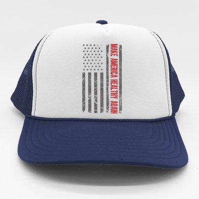 Make America Healthy Again Usa Vintage American Flag Trucker Hat