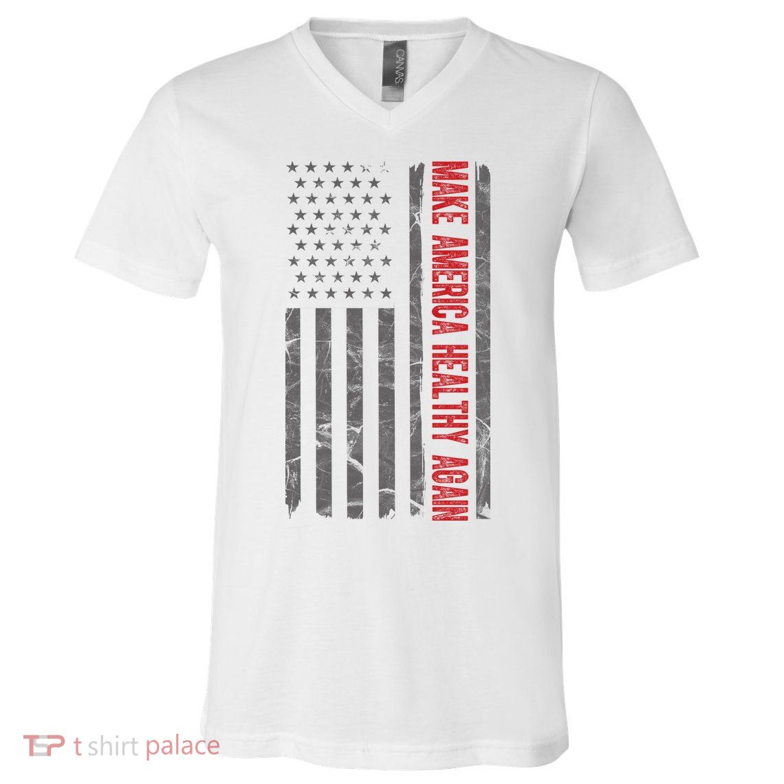 Make America Healthy Again Usa Vintage American Flag V-Neck T-Shirt