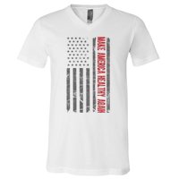 Make America Healthy Again Usa Vintage American Flag V-Neck T-Shirt