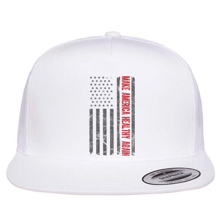 Make America Healthy Again Usa Vintage American Flag Flat Bill Trucker Hat