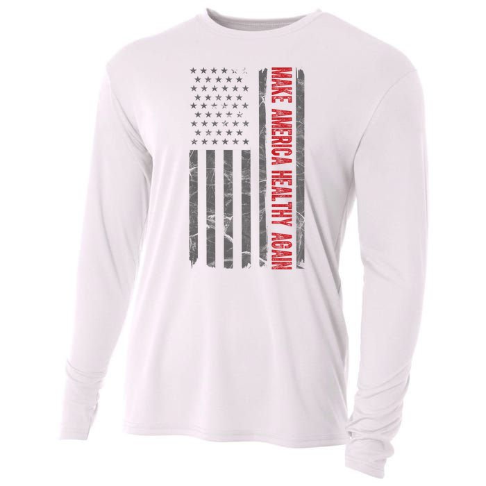 Make America Healthy Again Usa Vintage American Flag Cooling Performance Long Sleeve Crew