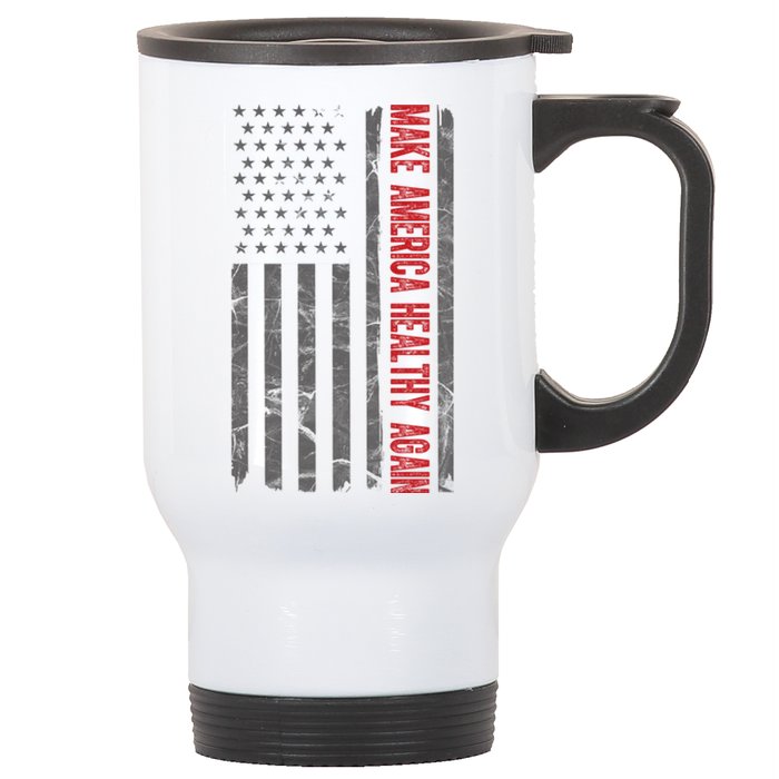 Make America Healthy Again Usa Vintage American Flag Stainless Steel Travel Mug