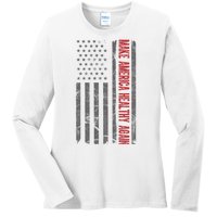 Make America Healthy Again Usa Vintage American Flag Ladies Long Sleeve Shirt