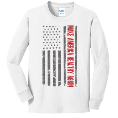 Make America Healthy Again Usa Vintage American Flag Kids Long Sleeve Shirt