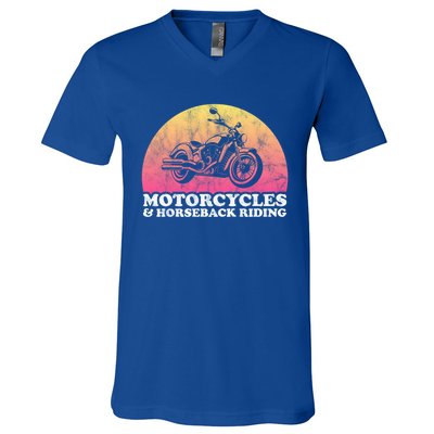 Motorcycle And Horses Motorcycles And Horseback Riding Gift V-Neck T-Shirt