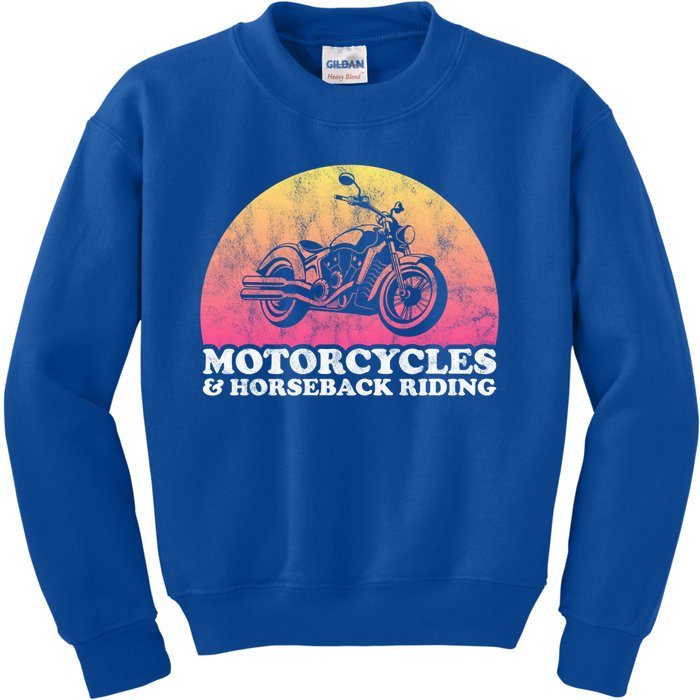 Motorcycle And Horses Motorcycles And Horseback Riding Gift Kids Sweatshirt