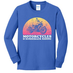 Motorcycle And Horses Motorcycles And Horseback Riding Gift Kids Long Sleeve Shirt