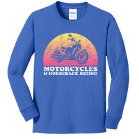 Motorcycle And Horses Motorcycles And Horseback Riding Gift Kids Long Sleeve Shirt