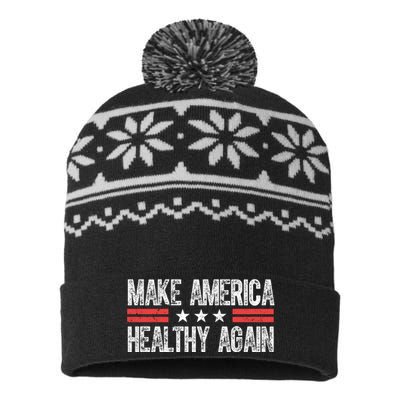 Make America Healthy Again Pro Trump Vintage Election USA-Made Snowflake Beanie