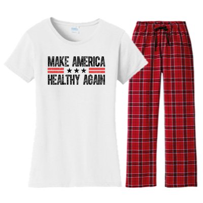 Make America Healthy Again Pro Trump Vintage Election Women's Flannel Pajama Set