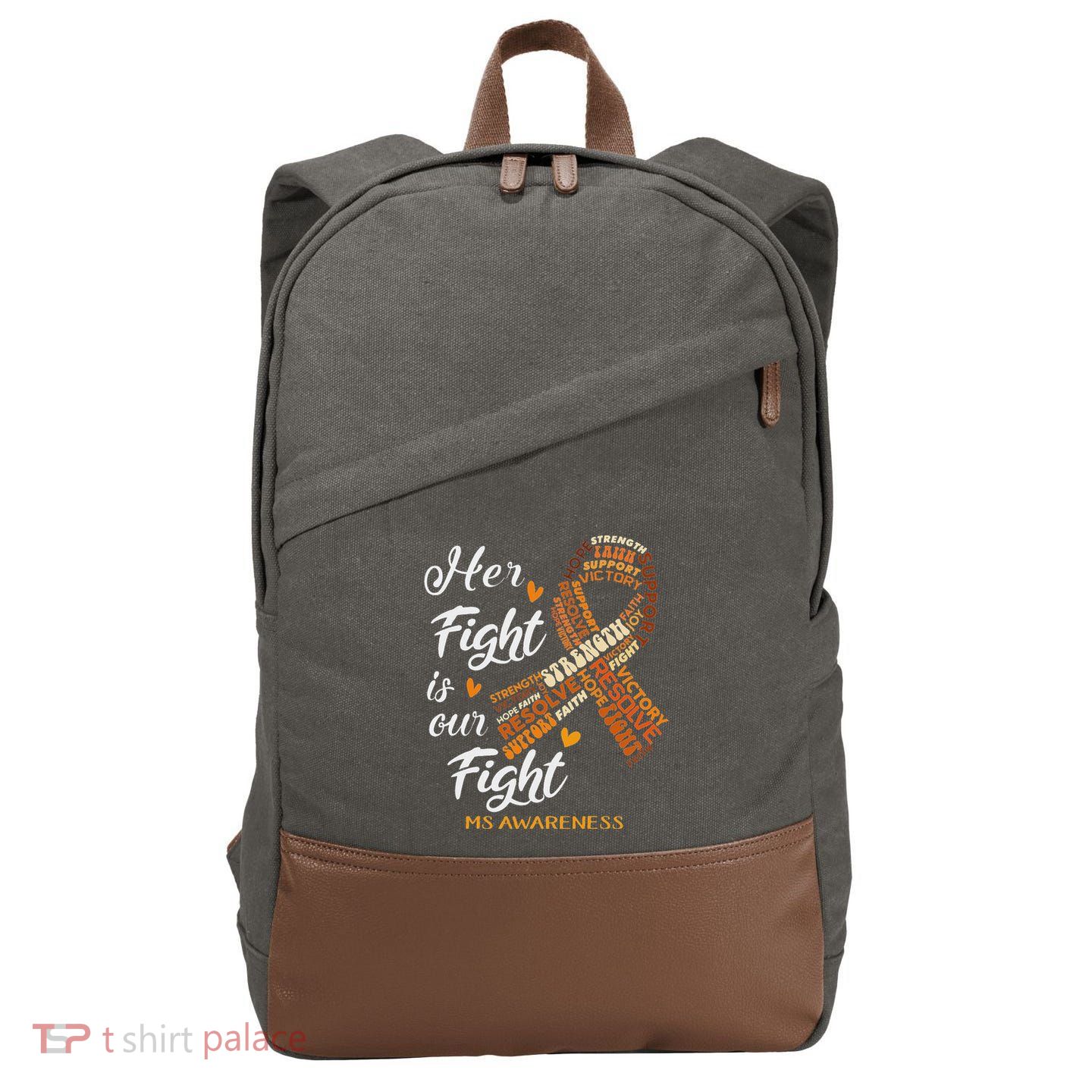 Ms Awareness Her Fight Is Our Fight Cotton Canvas Backpack