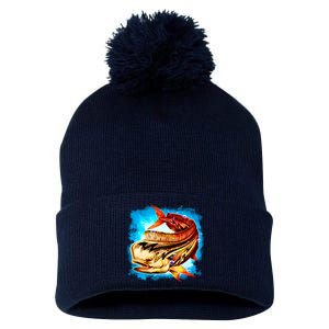 Mahi Hot Rod Fish Pom Pom 12in Knit Beanie