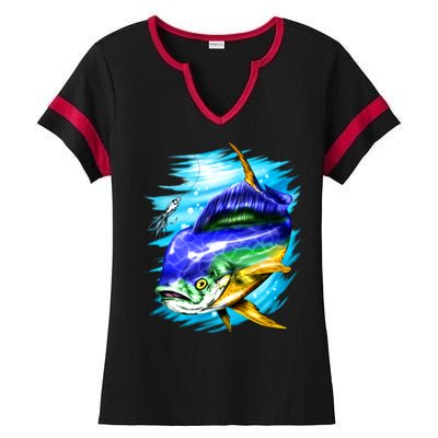 Mahi Mahi Fish Ladies Halftime Notch Neck Tee