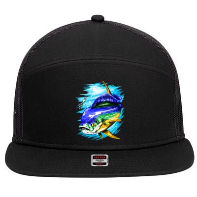 Mahi Mahi Fish 7 Panel Mesh Trucker Snapback Hat