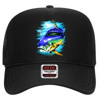 Mahi Mahi Fish High Crown Mesh Back Trucker Hat