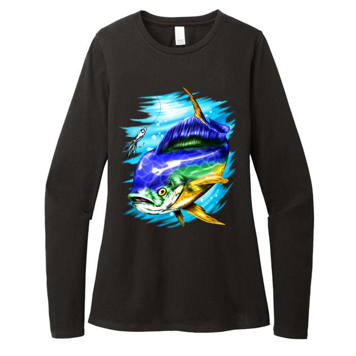 Mahi Mahi Fish Womens CVC Long Sleeve Shirt