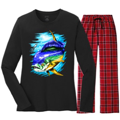 Mahi Mahi Fish Women's Long Sleeve Flannel Pajama Set 