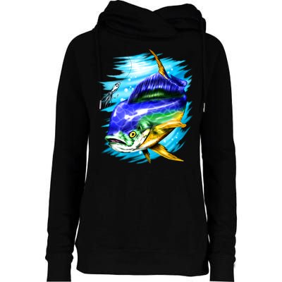 Mahi Mahi Fish Womens Funnel Neck Pullover Hood