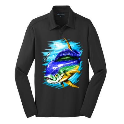 Mahi Mahi Fish Silk Touch Performance Long Sleeve Polo