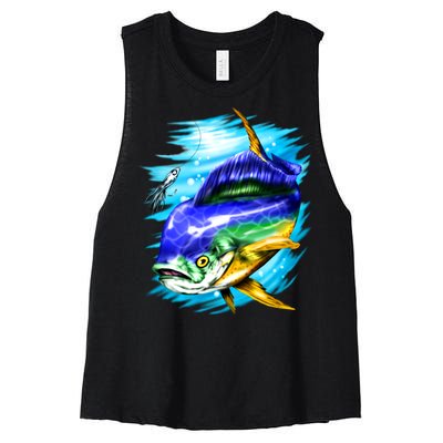 Mahi Mahi Fish Women's Racerback Cropped Tank