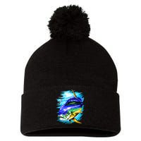 Mahi Mahi Fish Pom Pom 12in Knit Beanie