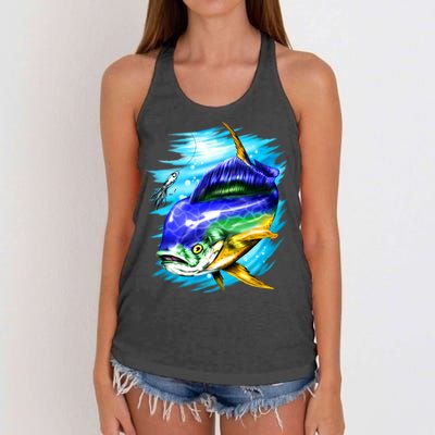 Mahi Mahi Fish Women's Knotted Racerback Tank