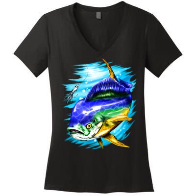 Mahi Mahi Fish Women's V-Neck T-Shirt