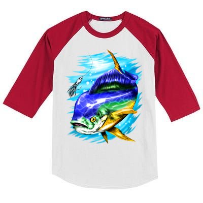 Mahi Mahi Fish Kids Colorblock Raglan Jersey