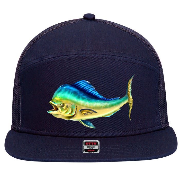 Mahi Mahi Side View 7 Panel Mesh Trucker Snapback Hat