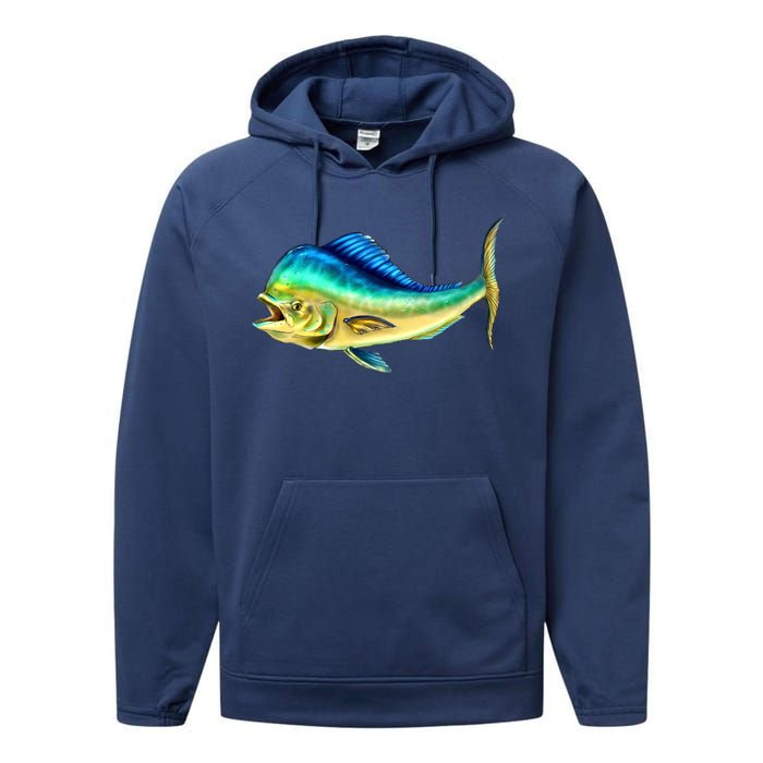 Mahi Mahi Side View Performance Fleece Hoodie