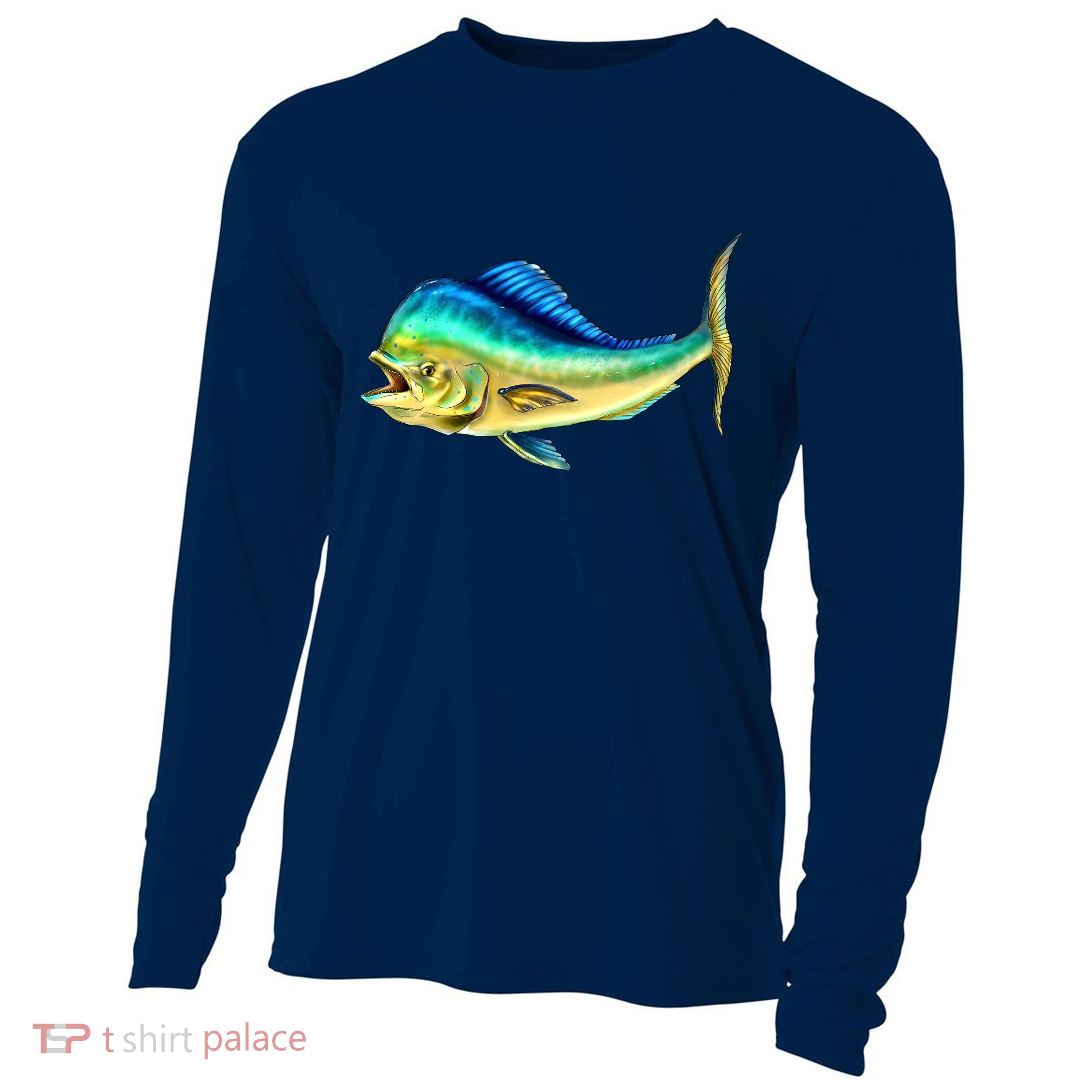 Mahi Mahi Side View Cooling Performance Long Sleeve Crew