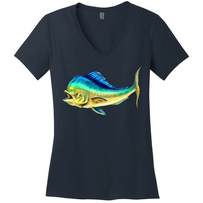 Mahi Mahi Side View Women's V-Neck T-Shirt