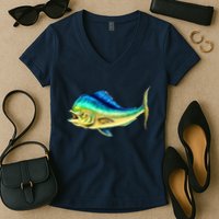 Mahi Mahi Side View Women's V-Neck T-Shirt