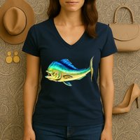 Mahi Mahi Side View Women's V-Neck T-Shirt