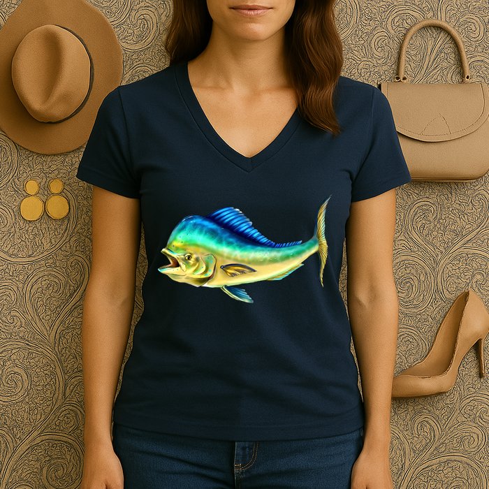 Mahi Mahi Side View Women's V-Neck T-Shirt