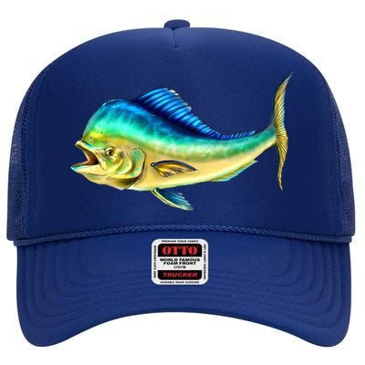 Mahi Mahi Side View High Crown Mesh Back Trucker Hat