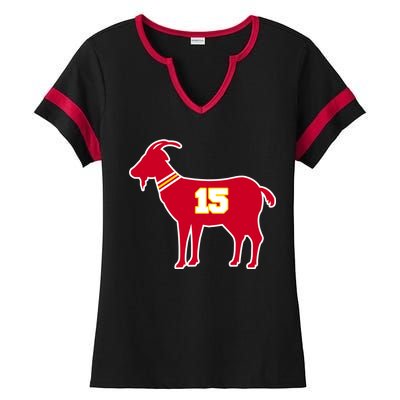 Mahomes Goat G.O.A.T Football Fan Ladies Halftime Notch Neck Tee